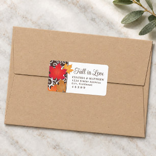 Verliefd Elegant Rode Herfstbladeren Bruiloft Etiket
