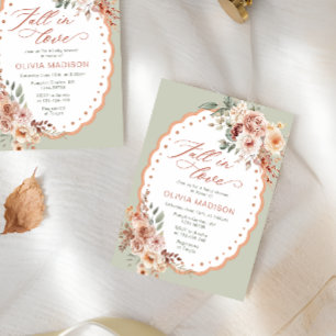 Verliefd Elegante Herfst Bloemige Baby Shower Kaart