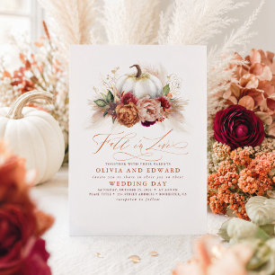 Verliefd Elegante Trouwroos Bloemen Pompoen Kaart