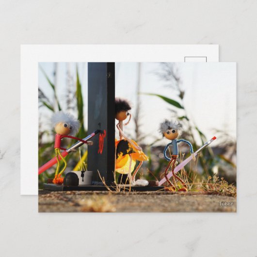 Verliefd fubby poppetje dat hart heeft geschilderd briefkaart (Voorkant / Achterkant)