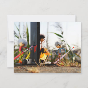 Verliefd fubby poppetje dat hart heeft geschilderd briefkaart