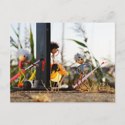 Verliefd fubby poppetje dat hart heeft geschilderd briefkaart (Voorkant)