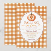 Verliefd Hart Pompoen Baby shower Gingham Kaart (Voorkant / Achterkant)