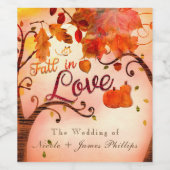 Verliefd in de herfst Whimsical Aangepaste Wijnlab Wijn Etiket (Enkel label)