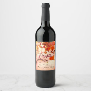 Verliefd in de herfst Whimsical Aangepaste Wijnlab Wijn Etiket