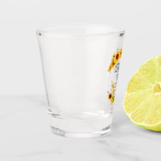 Verliefd in de Zonnebloem Herfst Bruidsmeisjesfees Shot Glas (Links)