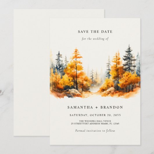 Verliefd in het herfstbos save the date (Voorkant / Achterkant)