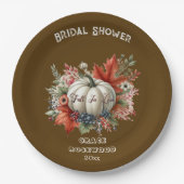 Verliefd in Pompoenland Bruine Bruiloftsshower Papieren Bordje (Voorkant)