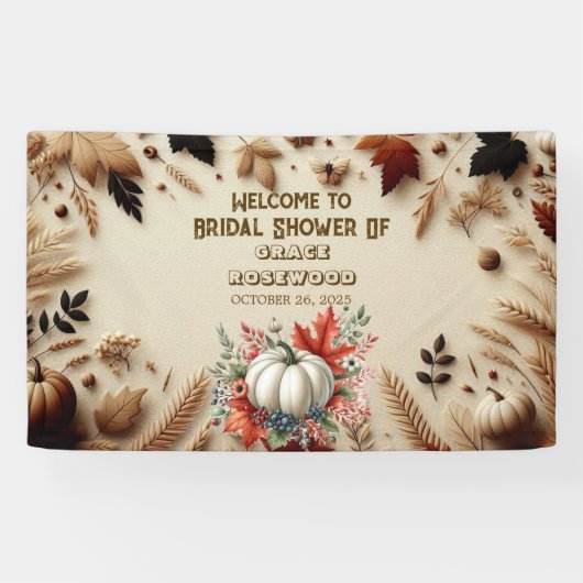 Verliefd in Pompoenland Rustieke Bruidsdouche Spandoek (Horizontaal)