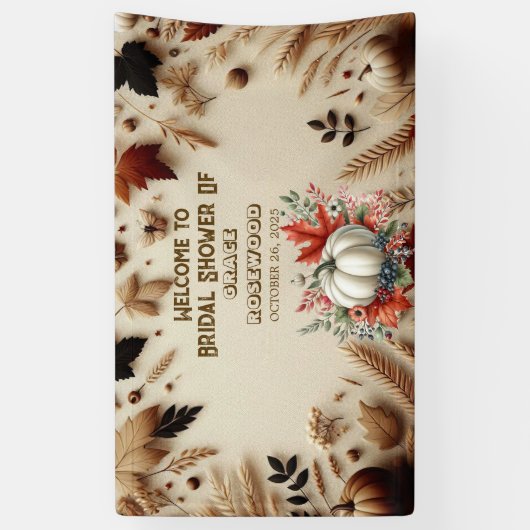 Verliefd in Pompoenland Rustieke Bruidsdouche Spandoek (Verticaal)