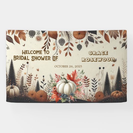 Verliefd in Pompoenlandelijke Bruiloft met Rustiek Spandoek (Horizontaal)