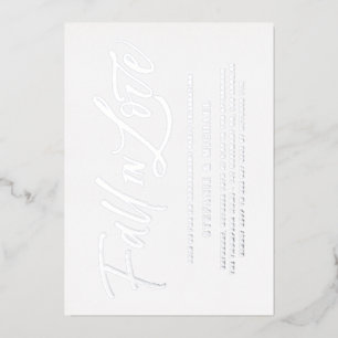 Verliefd Lettering Zilver Huwelijksaankondiging Fe Folie Uitnodiging