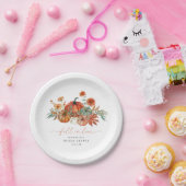 Verliefd op Bloemige Pompoen Bruiloft Papieren Bordje (Feest)