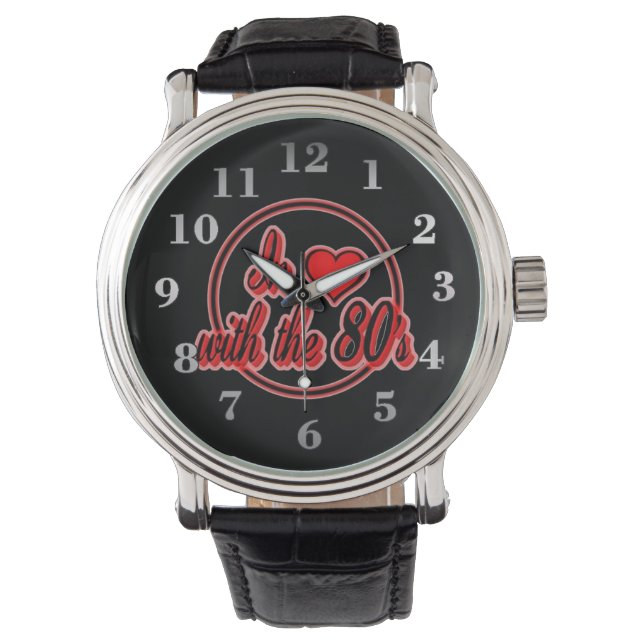 Verliefd op de 80'er Retro Rode Logo Horloge (Voorkant)