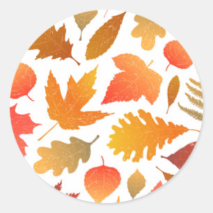 Verliefd op de herfst – Cozy bladpatroon Ronde Sticker