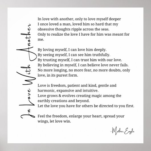 Verliefd op een ander liefdesgedicht poster muurku (Voorkant)