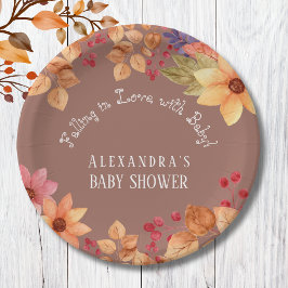 Verliefd op Floral Autumn Baby shower Papieren Bordje