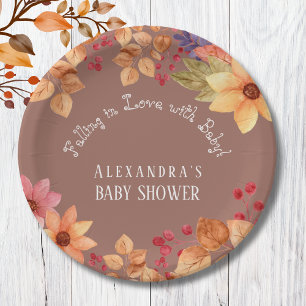 Verliefd op Floral Autumn Baby shower Papieren Bordje