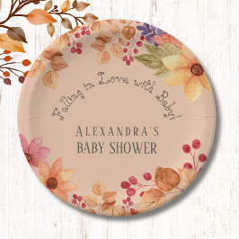 Verliefd op Floral Autumn Baby shower Papieren Bordje