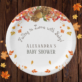 Verliefd op Floral Autumn Baby shower Papieren Bordje