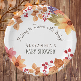 Verliefd op Floral Autumn Baby shower Papieren Bordje
