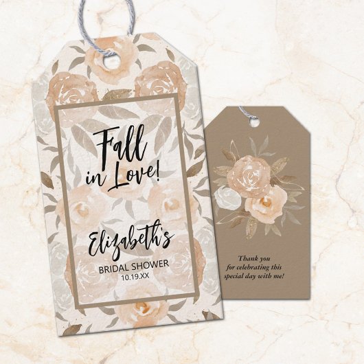 Verliefd op herfst bloem bruidsdouche favor cadeaulabel