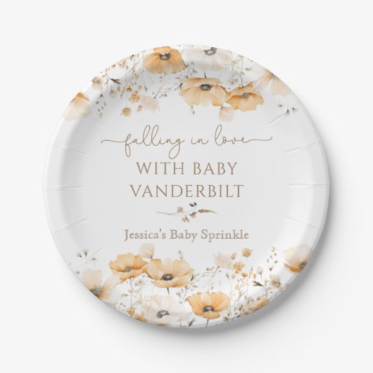 Verliefd op Herfst Wildflower Baby shower Papieren Bordje (Voorkant)