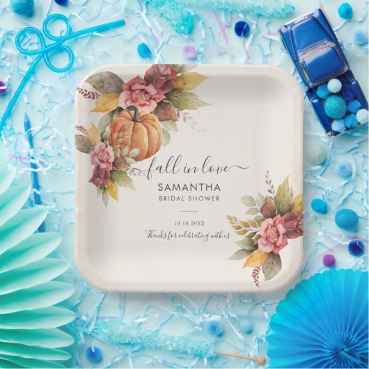 Verliefd op herfstbladeren Pompoen Bruidsfeest Papieren Bordje (Feest)