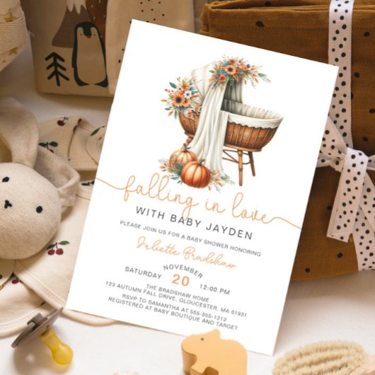 Verliefd op het Herfst Bloemen Baby shower Kaart
