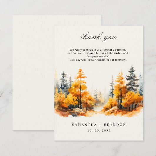 Verliefd op het herfstbos bedankkaart (Voorkant / Achterkant)
