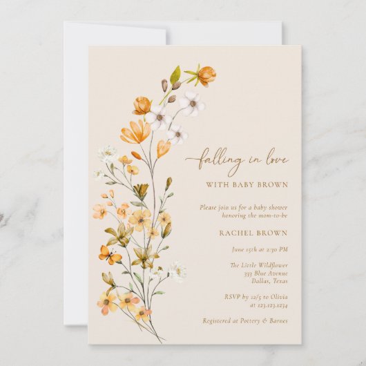 Verliefd op het Wildflower Baby shower Kaart (Voorkant)