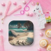 Verliefd op het Zee | Tropische kunst Papieren Bordje (Feest)