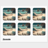 Verliefd op het Zee | Tropische kunst Vierkante Sticker (Vel)