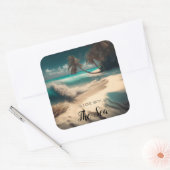 Verliefd op het Zee | Tropische kunst Vierkante Sticker (Envelop)