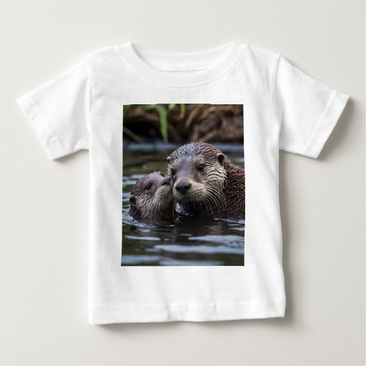 Verliefd op: Mummy en Baby Otter in River (Voorkant)
