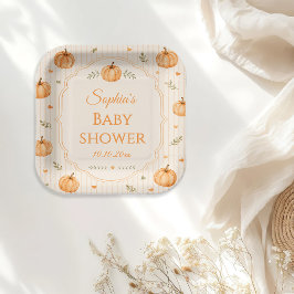 Verliefd op Pompoen Baby Shower Papieren Bordje