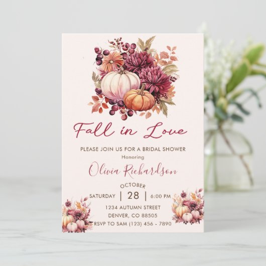 Verliefd op Pompoen Bruiloft Feest Kaart (Staand voorkant)