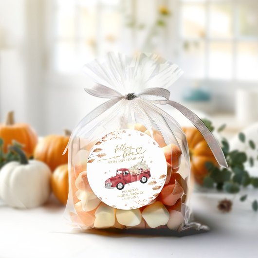 Verliefd op pompoen Herfst Baby shower Ronde Sticker