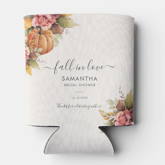 Verliefd op Pompoen Herfstbladeren Bruidsdouche Blikjeskoeler (Achterkant)