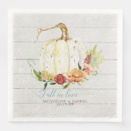 Verliefd op Rustieke Elegante Witte Pompoen Bloeme Servet