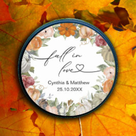 Verliefd op Rustieke Herfst Bloemen en Pompoen Ronde Sticker