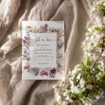 Verliefd op Vrijgezellenfeest Floral Spring Garden Kaart<br><div class="desc">Kleurrijke & elegante kalligrafie lentebloem & wildbloem vrijgezellenfeest lijst uitnodiging met tekst "viel in de liefde".</div>