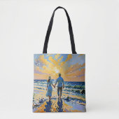 Verliefd paar op het strand - Canvas tas (Voorkant)