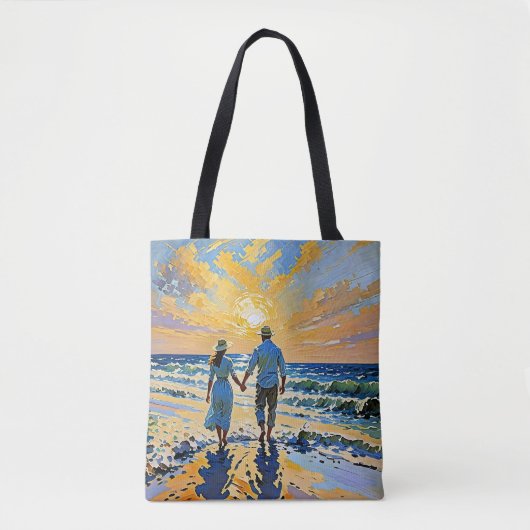 Verliefd paar op het strand - Canvas tas (Voorkant)