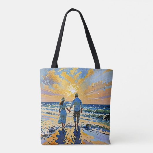 Verliefd paar op het strand - Canvas tas (Achterkant)