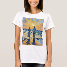 Verliefd paar op het strand - T-shirt