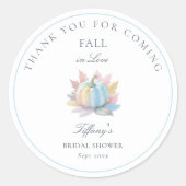 Verliefd Pastelblauwe Pompoen Bruiloft Ronde Sticker (Voorkant)