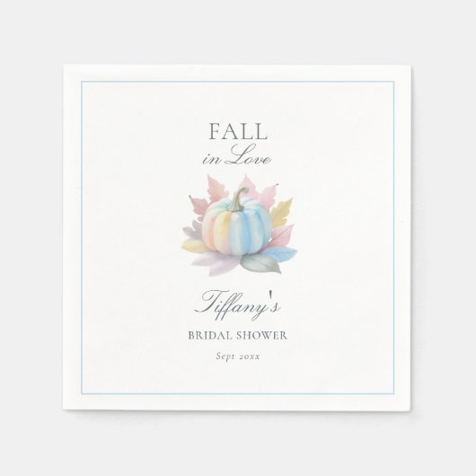 Verliefd Pastelblauwe Pompoen Bruiloft Servet (Voorkant)