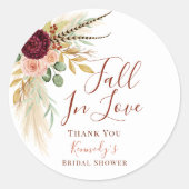 Verliefd Raak Boho Pampas Gras Herfst Bloemig Ronde Sticker (Voorkant)