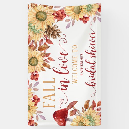 Verliefd Raak Bruiloft Rustieke Bloem Bruidsfeest  Spandoek (Verticaal)